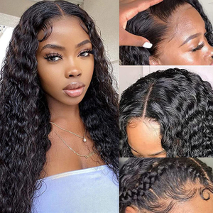 T-Part Lace Front Wig ng Buhok ng Tao 13x6x1 T Part Deep Wave Brazilian Virgin Human Hair Pre Plucked 180 Density Natural Color
