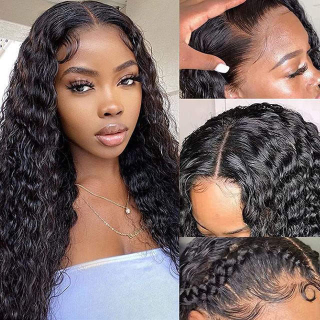 T-Part Lace Front Wigs Huruuru Tangata 13x6x1 T Wāhanga Ngaru Hohonu Brazilian Virgin Wahine Huru Tangata I Mua Hutia 180 Kiato Tae Natural
