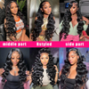 Wig Renda Depan Gelombang Tubuh Rambut Manusia 13x4 HD Renda Depan Hitam Alami untuk Wanita