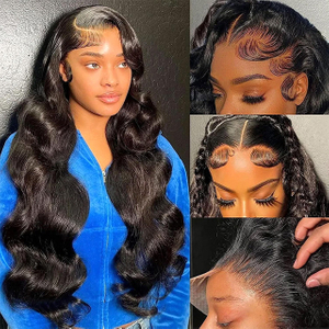 13x6 Body Wave Μπροστινές Περούκες Δαντέλας 180% Πυκνότητα Brazilian Virgin Human Hair HD Lace Natural Black για γυναίκες