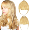 ISWEET Hellbrauner Clip-in-Wispy-Pony – 100 % echtes Echthaar, Fransen mit Schl&auml;fenhaarteilen, Fake-Front-Bang-Extensions f&uuml;r Frauen