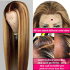 Isweet Ombre Spets Front Peruk M&auml;nniskoh&aring;r Highlight 13x6 HD Rak Spets Front Peruk 180% Densitet 4/27 F&auml;rgad Honung Blond HD Spets Frontal Peruk F&ouml;r Kvinnor Glueless F&ouml;rplockade med babyh&aring;r 30 tum