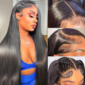 Straight Lace Front Wig Human Hair 13x4 HD Transparent Pre Plucked 180% Density With Baby Hair Para sa Black Women