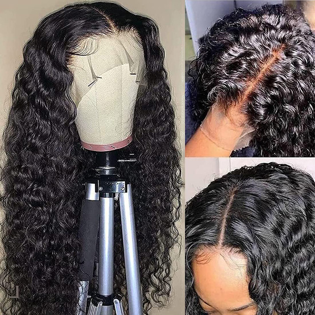 T-Del Blonde Forreste Parykker Menneskeh&aring;r 13x6x1 T Del Deep Wave brasiliansk jomfru menneskeh&aring;r Forplukket 180 T&aelig;thed Naturlig farve