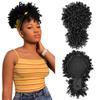 ISWEET Coda di cavallo nera riccia crespa afro soffio - Design con coulisse con frangia, posticci corti raccolti per donne nere (Natural Black 1B)