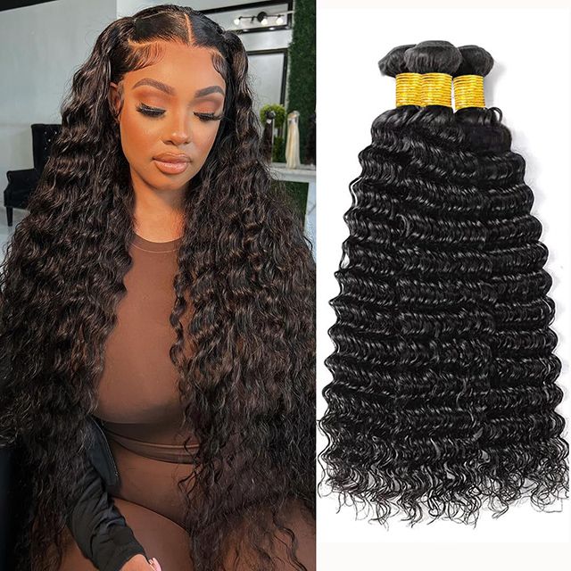 딥 컬리 웨이브 3 번들 12A 100% 처리되지 않은 페루 헤어 소프트 컬리 번들 흑인 여성을 위한 천연 색상