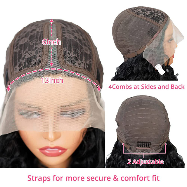 T-Del Blonde Forreste Parykker Menneskeh&aring;r 13x6x1 T Del Deep Wave brasiliansk jomfru menneskeh&aring;r Forplukket 180 T&aelig;thed Naturlig farve