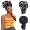ISWEET Coda di cavallo nera riccia crespa afro soffio - Design con coulisse con frangia, posticci corti raccolti per donne nere (Natural Black 1B)