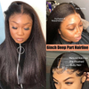 13x6 Kinky Straight Lace Front Wigs Людське волосся 180% щільності HD Прозоре мереживо Yaki Straight Brazilian Virgin Human Hair For Women Natural Black