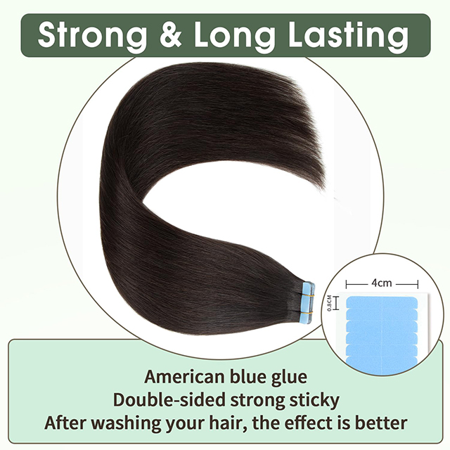 20 ks p&aacute;sky pro prodloužen&iacute; vlasů Remy Human Hair Straight Neviditeln&eacute; prodloužen&iacute; vlasů 50 gramů pro ženy D&iacute;vky Př&iacute;rodn&iacute; čern&aacute; #1B