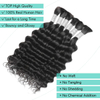 Lot de 6 trames de cheveux humains tress&eacute;s pour tresses boh&egrave;mes - Deep Wave - Cheveux humains en vrac - 12 A - Tresses br&eacute;siliennes boucl&eacute;es - Couleur naturelle