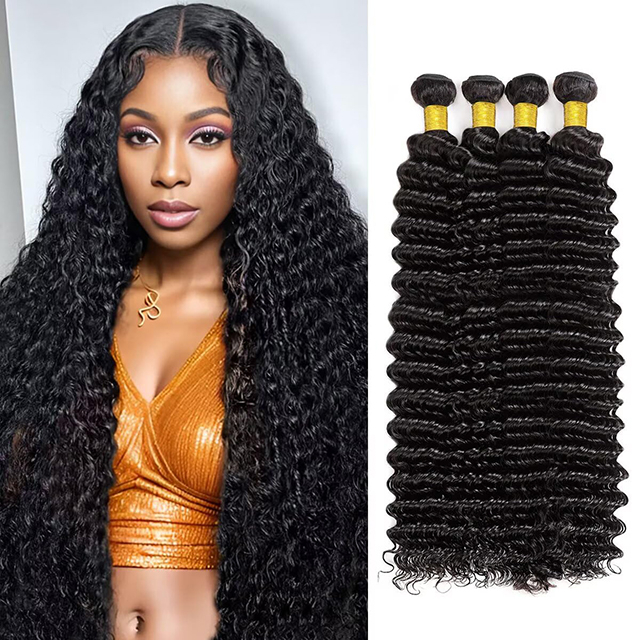 12a Pacotes de cabelo humano de onda profunda 100% cabelos virgens brasileiros não processados ​​4 Pacotes de água onda 20 22 24 26 polegadas de espessura macia sem derramamento para mulheres