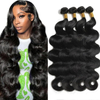 ISWEET Body Wave Hair Human 4 Bundles 100% اکستنشن موی ویرجین برزیلی فرآوری نشده طبیعی مشکی برای زنان (16، 18، 20، 22 اینچ)