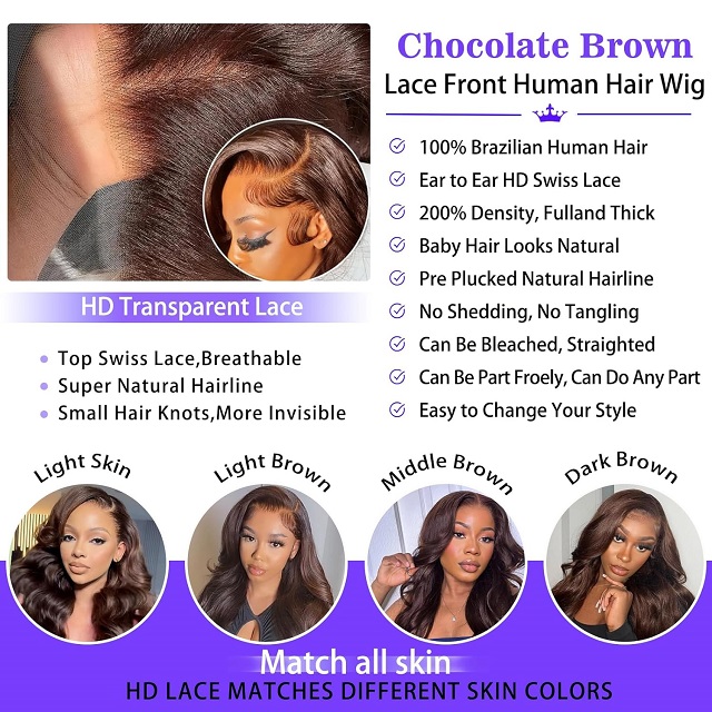Scelerisque Brown Humanum Hair Wig: CC Density, 13X6 Corpus Undo HD Lace Front, Pre velata Glueless, XXVI Inch pro Women