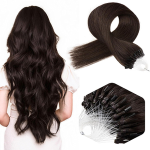 Micro Ring Hair Extensions Human Hair 20 Tommer M&oslash;rkebrun Farve Micro Link Pre Bonded 50g/50s Straight Remy Human Hair