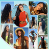 Lot de 6 trames de cheveux humains tress&eacute;s pour tresses boh&egrave;mes - Deep Wave - Cheveux humains en vrac - 12 A - Tresses br&eacute;siliennes boucl&eacute;es - Couleur naturelle