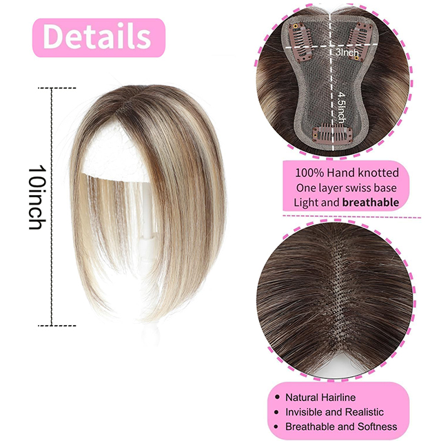 ISWEET Hair Topper για αραιά μαλλιά - Ανθρώπινα μαλλιά 10 ιντσών με βάση ελβετικής δαντέλας Ombre ανοιχτό καφέ ξανθό ανταύγειες Μη ανιχνεύσιμες λύσεις καθημερινής χρήσης