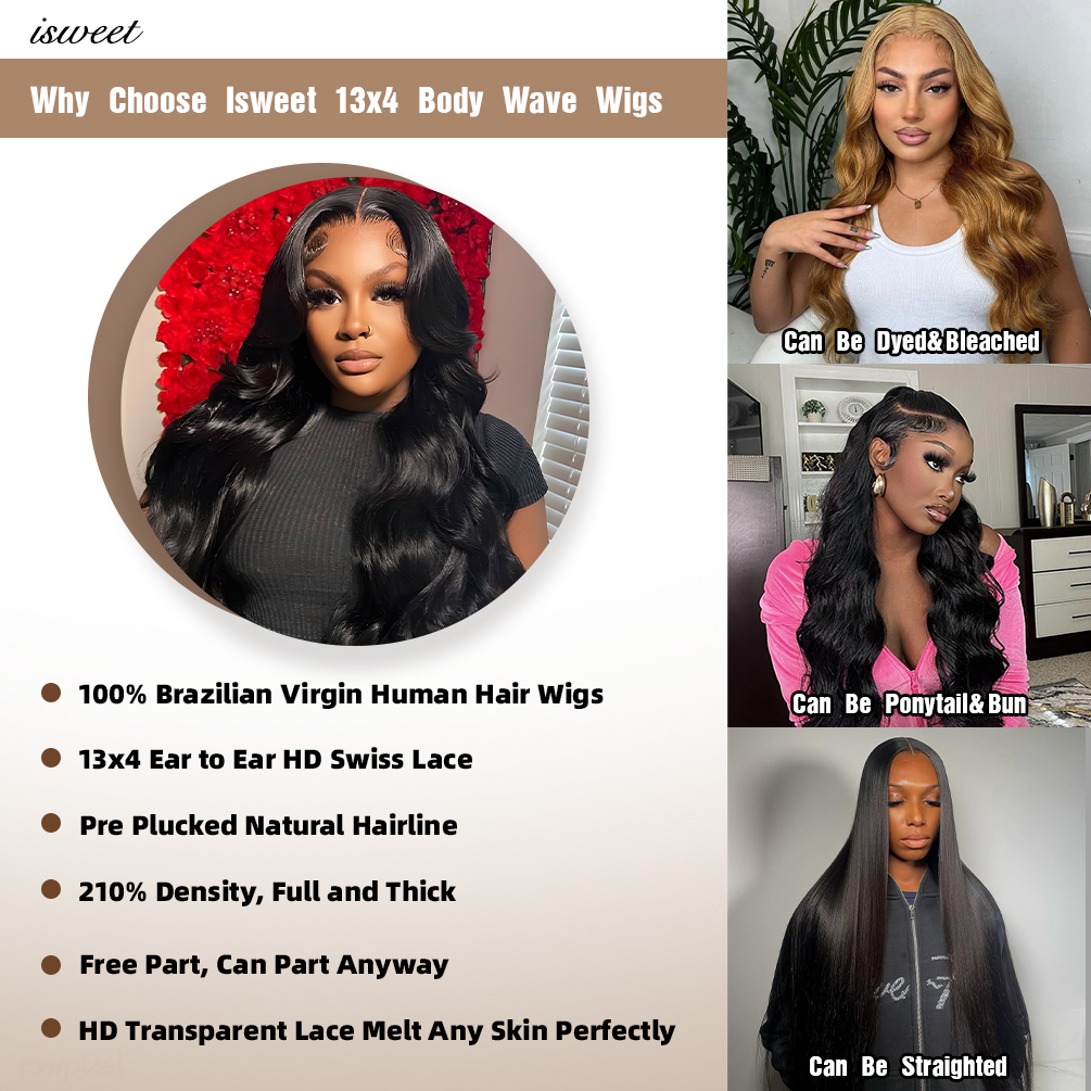 13x4 Glueless περούκες Human Hair Pre Plucked Pre Cut with Baby Hair, 210% Density 12A Brazilian Body Wave Lace μπροστινές περούκες 26