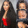 13x6 Deep Wave Lace Front Wigs Людське волосся, попередньо вищипане, HD, прозоре мереживо 180% щільності з дитячим волоссям природного кольору для жінок