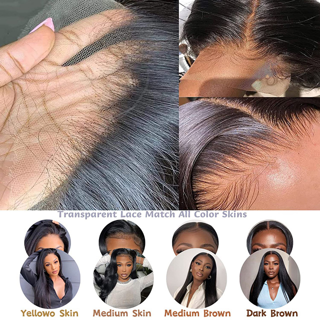 13x6 Lace Front perruques de cheveux humains 180% densit&eacute; droite HD Transparent Lace Front pr&eacute; plum&eacute; avec des cheveux de b&eacute;b&eacute; couleur noire naturelle pour les femmes
