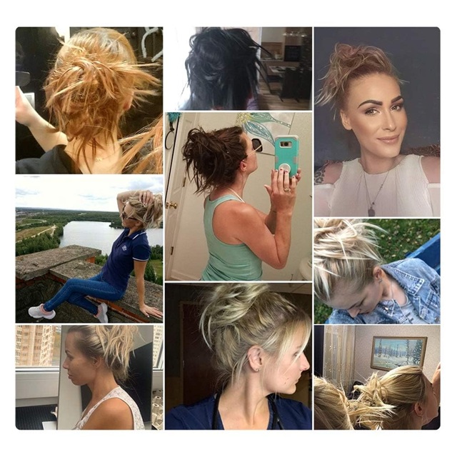 Verwoerd deurmekaar bolletjie-haarstuk - Sintetiese golwende poniestert-chignon-verlenging met elastiese band, natuurlike blonde mengsel bleikmiddel Blond opgemaakte haarstuk vir vroue