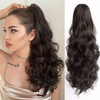 Fluffy Wavy Claw Clip Hestehale | 20 tommer m&oslash;rkest brunt syntetisk h&aring;rforl&aelig;ngelse, behageligt klip-p&aring;-h&aring;rstykke til kvinder, ideelt til alle lejligheder