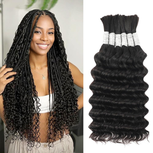 Menneskeh&aring;r til Boho-fletninger Deep Wave-bundter Menneskeh&aring;r 6 bundter/pakke Bulk Boho-h&aring;r til fletning 12A brasilianske kr&oslash;llede Boho-fletninger Menneskeh&aring;r, fletning af h&aring;r Naturlig farve