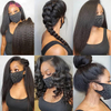 13x6 Kinky Straight Lace Front Wigs Людське волосся 180% щільності HD Прозоре мереживо Yaki Straight Brazilian Virgin Human Hair For Women Natural Black