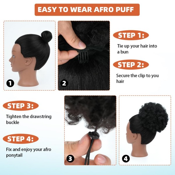 Extens&atilde;o de rabo de cavalo afro puff laranja escuro 350 – coque curto e encaracolado, peruca sint&eacute;tica para mulheres