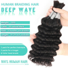 Lot de 6 trames de cheveux humains tress&eacute;s pour tresses boh&egrave;mes - Deep Wave - Cheveux humains en vrac - 12 A - Tresses br&eacute;siliennes boucl&eacute;es - Couleur naturelle