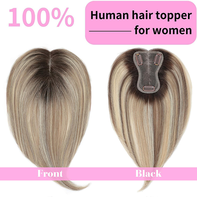 ISWEET Hair Topper για αραιά μαλλιά - Ανθρώπινα μαλλιά 10 ιντσών με βάση ελβετικής δαντέλας Ombre ανοιχτό καφέ ξανθό ανταύγειες Μη ανιχνεύσιμες λύσεις καθημερινής χρήσης