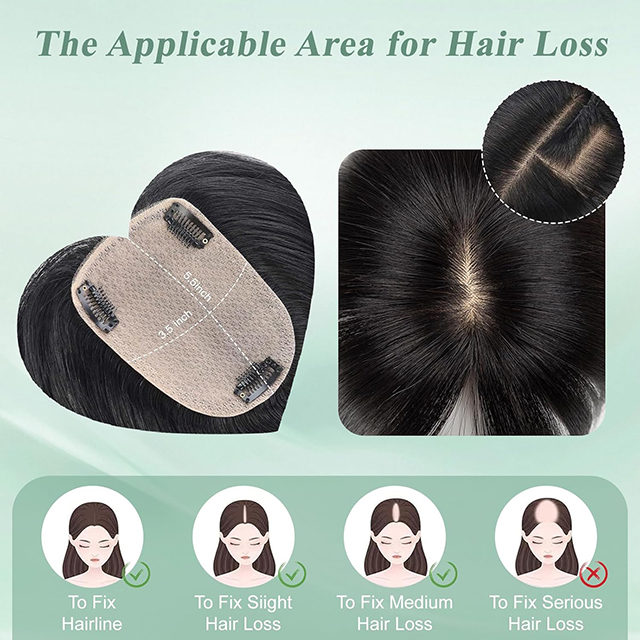 ISWEET Hair Topper til tyndere h&aring;r - 12 tommer &aelig;gte menneskeh&aring;r med 3D hovedbund Clip-In Bangs Topper til kvinder Uopdagelig d&aelig;kning (m&oslash;rkebrun, 25 cm)