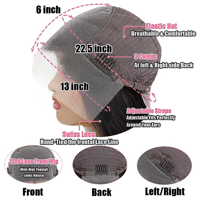 13x6 বডি ওয়েভ লেস ফ্রন্ট উইগস 180% ঘনত্ব ব্রাজিলিয়ান ভার্জিন হিউম্যান হেয়ার এইচডি লেস প্রাকৃতিক কালো মহিলাদের জন্য