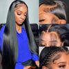 13x6 Lace Front perruques de cheveux humains 180% densit&eacute; droite HD Transparent Lace Front pr&eacute; plum&eacute; avec des cheveux de b&eacute;b&eacute; couleur noire naturelle pour les femmes