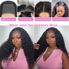 Wig Wig Curly Curly 26 ນິ້ວ 4x4 Lace Glueless - Wear & Go Pre-Plucked Pre-Cut 180% ຄວາມຫນາແຫນ້ນຂອງຜົມມະນຸດສໍາລັບແມ່ຍິງສີດໍາ