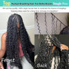 Lot de 6 trames de cheveux humains tress&eacute;s pour tresses boh&egrave;mes - Deep Wave - Cheveux humains en vrac - 12 A - Tresses br&eacute;siliennes boucl&eacute;es - Couleur naturelle