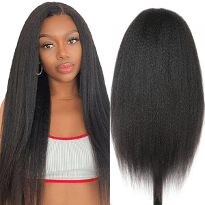 13x6 Kinky Recta Lace Front Wigs Humanum Hair CLXXX% Densitas HD Transparens Lace Yaki Recta Brasiliensium Virgo Humanum Hair Pro Women Naturalis Nigrum