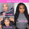 Wig Wig Curly Curly 26 ນິ້ວ 4x4 Lace Glueless - Wear & Go Pre-Plucked Pre-Cut 180% ຄວາມຫນາແຫນ້ນຂອງຜົມມະນຸດສໍາລັບແມ່ຍິງສີດໍາ
