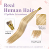 ISWEET Extensiones de cabello humano I-Tip de 22 pulgadas #A18/613A rubio profundo a rubio decolorado, liso sedoso invisible, 1.06 oz/30 s