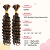 2 buntar M&auml;nniskofl&auml;tningsh&aring;r f&ouml;r Boho-fl&auml;tor Deep Wave Bulk Brasilianskt jungfruligt m&auml;nniskoh&aring;r Naturligt Svart Markerat Auburn Brown #P1B/30