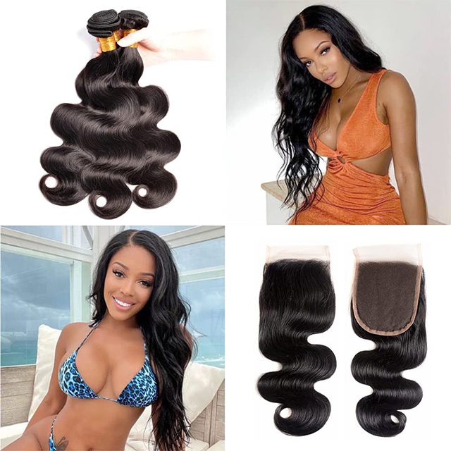 Body Wave 100% t&ouml;&ouml;tlemata Peruu juustega kimbud 4x4 HD pitskinnitusega naturaalne v&auml;rv mustadele naistele