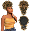 ISWEET Black Kinky Curly Afro Puff Cul&iacute;k – design se stahovac&iacute; šňůrkou s ofinou, kr&aacute;tk&eacute; updo př&iacute;česky pro čern&eacute; ženy (Natural Black 1B)