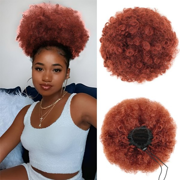 CCCL Dark Aureum Afro Puff Ponytail Tractus - Short Kinky Curly Clip-De Bun, Saccharum Hairpiece pro Women