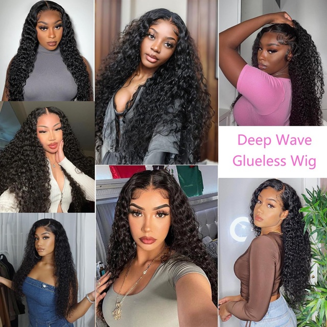 Wig Wig Curly Curly 26 ນິ້ວ 4x4 Lace Glueless - Wear & Go Pre-Plucked Pre-Cut 180% ຄວາມຫນາແຫນ້ນຂອງຜົມມະນຸດສໍາລັບແມ່ຍິງສີດໍາ